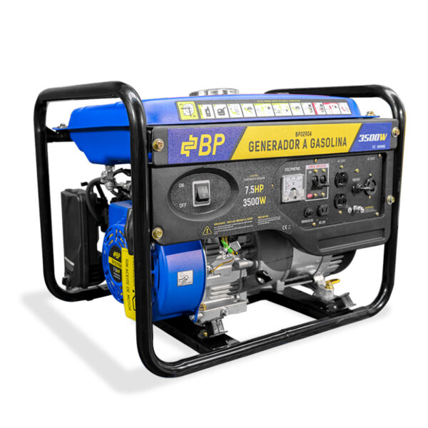 | BP | <ul> <li><strong>Motor a gasolina:</strong> 4 tiempos</li> <li><strong>Potencia Máxima:</strong> 3500 W</li> <li><strong>Potencia Nominal:</strong> 3000 W</li> <li><strong>2 toma corrientes</strong>: 110 V</li> <li><strong>1 toma corriente:</strong> 220 V</li> <li><strong>Corriente Continua:</strong> 12 V DC</li> </ul>